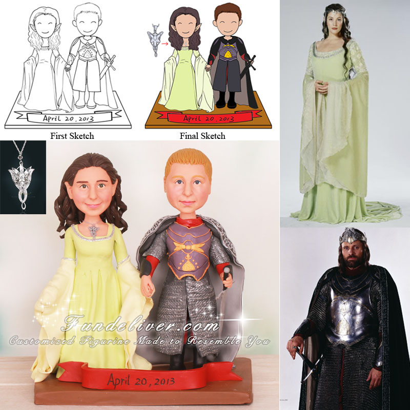 Arwen and Aragorn Lord of the Rings Wedding Cake Toppers